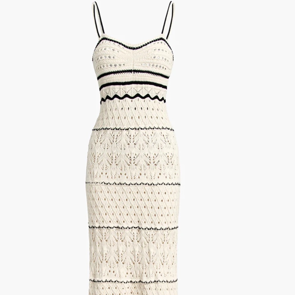 Paros Crochet Eyelet See Through Midi Dress